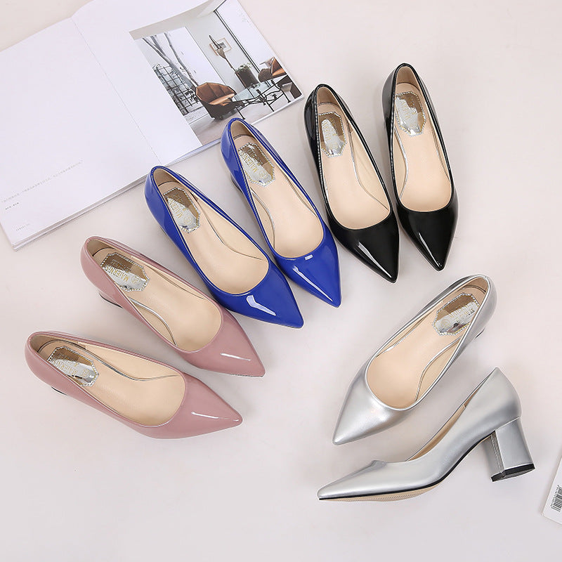 Elegantes tacones gruesos de punta de Isabella Sol