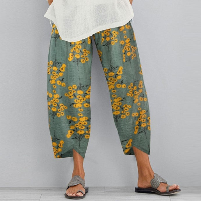 Pantalones anchos con estampado floral retro de Isabella Sol