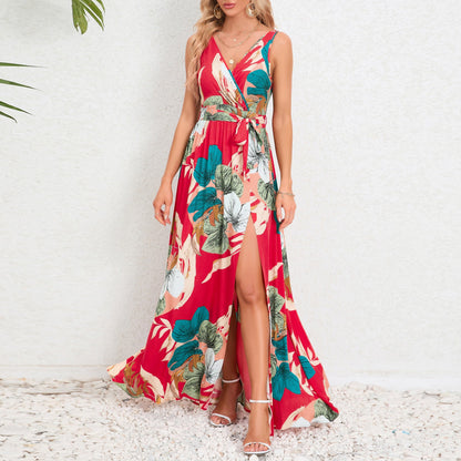 Vestido largo floral con escote en V de Isabella Sol