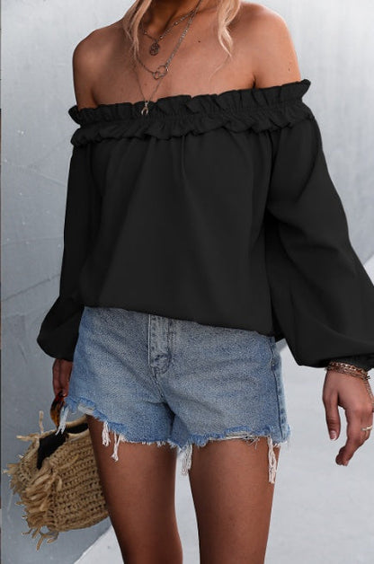 Elegante top de manga farol con hombros descubiertos de Isabella Sol