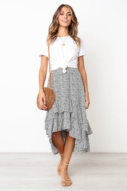 Falda midi con volantes florales de Isabella Sol