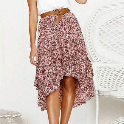 Falda midi con volantes florales de Isabella Sol