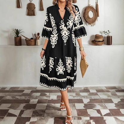 Vestido bohemio con escote en V de Isabella Sol