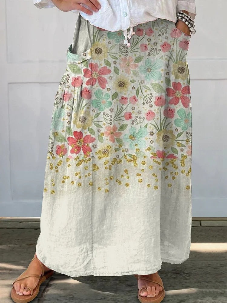 Falda retro floral con bolsillos de Isabella Sol para uso diario.
