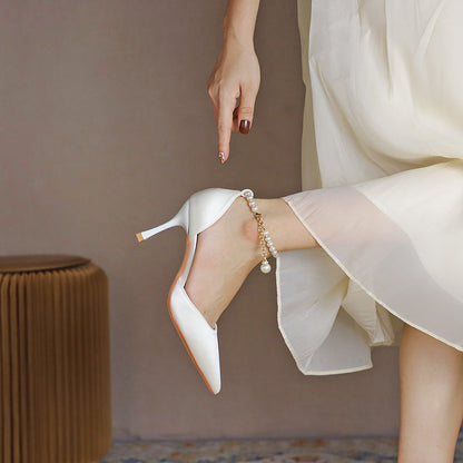 Elegant Isabella Sol Satin Tassel Stiletto Heels