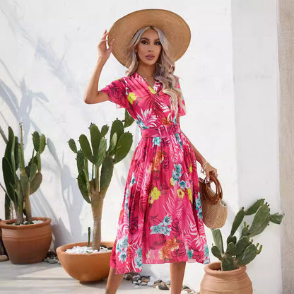 Vestido midi de verano Isabella Sol con estampado floral vibrante