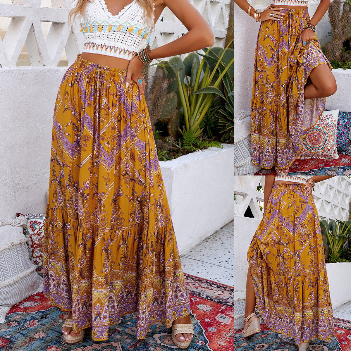 Falda larga estilo boho geométrico Isabella Sol