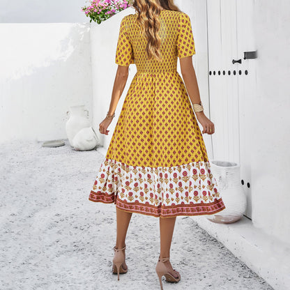 Vestido midi de verano estampado estilo bohemio de Isabella Sol