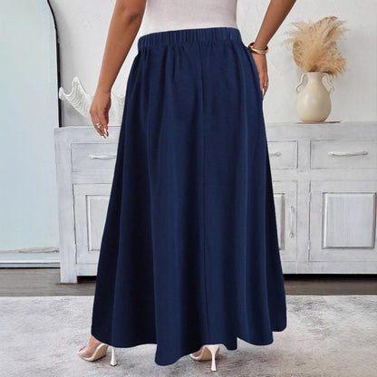 Elegante falda acampanada azul marino de Isabella Sol.