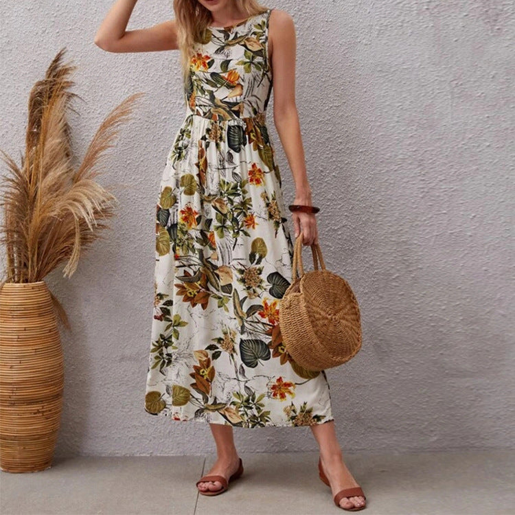 Vestido de algodón con estampado floral y corte en A de Isabella Sol.