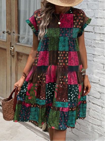 Vestido midi de verano estilo boho patchwork de Isabella Sol