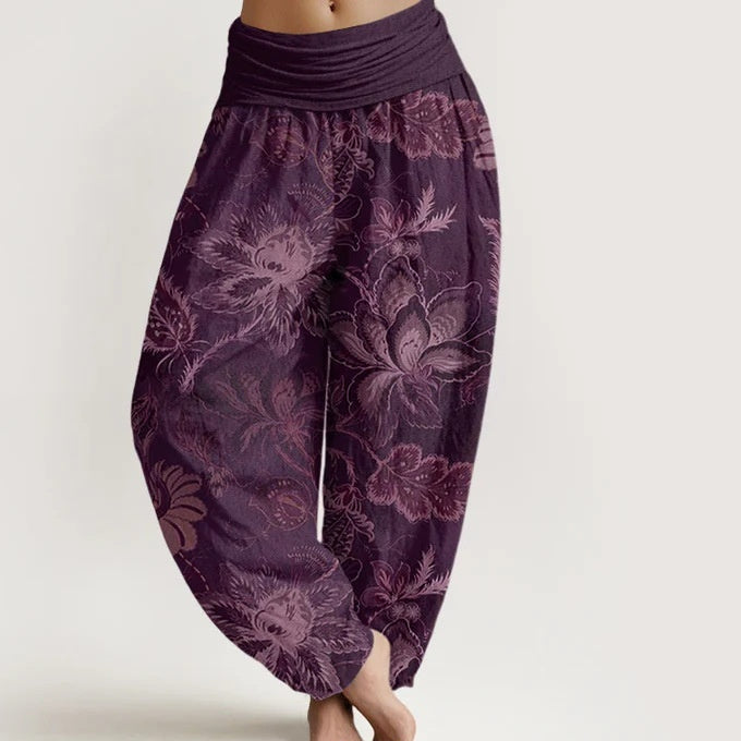 Pantalones anchos con estampado floral retro de Isabella Sol