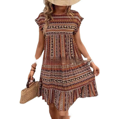 Vestido midi de verano estilo boho patchwork de Isabella Sol
