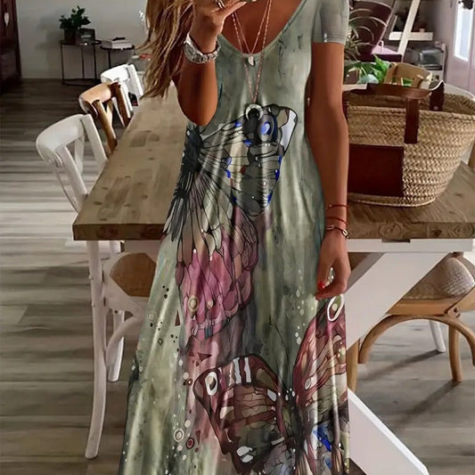 Bohemian Butterfly Print Isabella Sol Maxi Dress