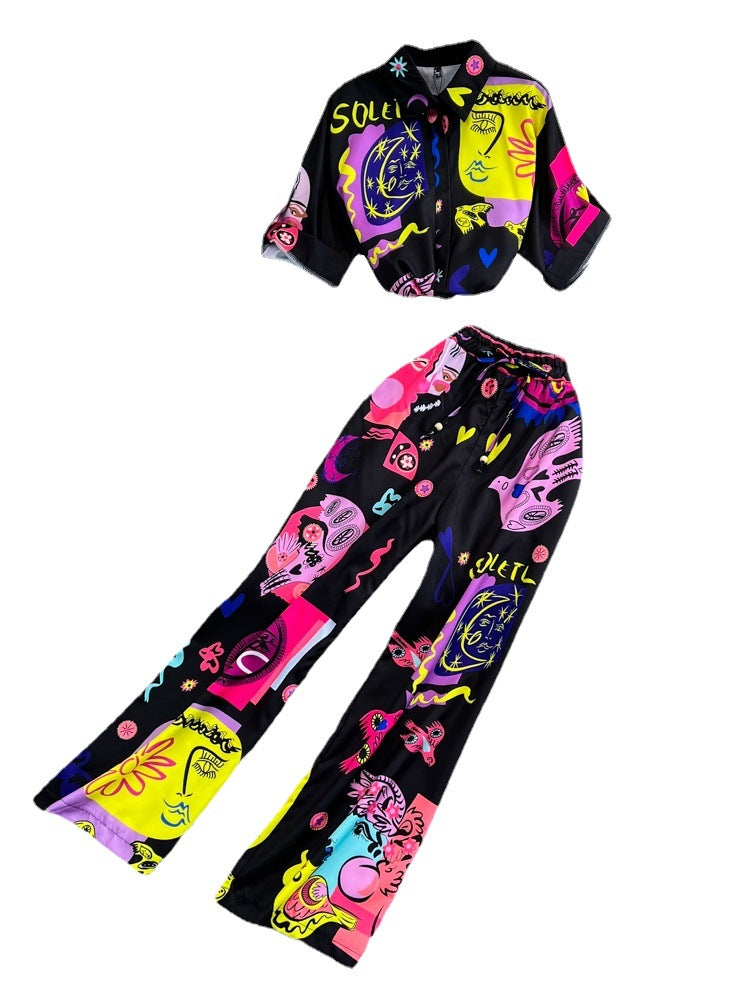 Conjunto holgado de verano para mujer con estampado vibrante de Isabella Sol