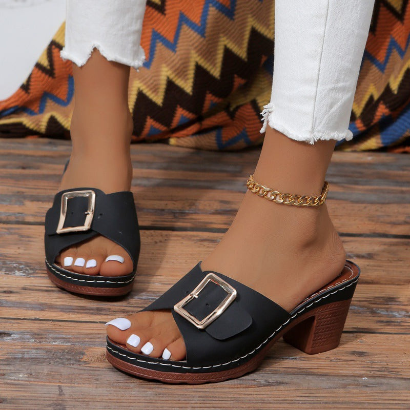 Chic Buckle High Heel Sandals by Isabella Sol