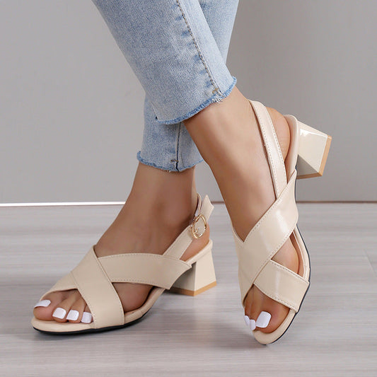 Elegantes sandalias de tacón ancho con tira al tobillo Isabella Sol