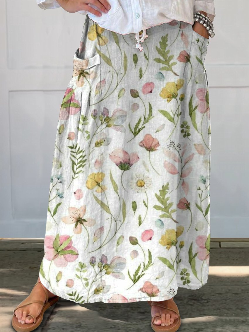 Falda retro floral con bolsillos de Isabella Sol para uso diario.