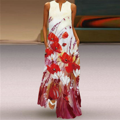 Vestido largo estampado vibrante sin mangas de Isabella Sol