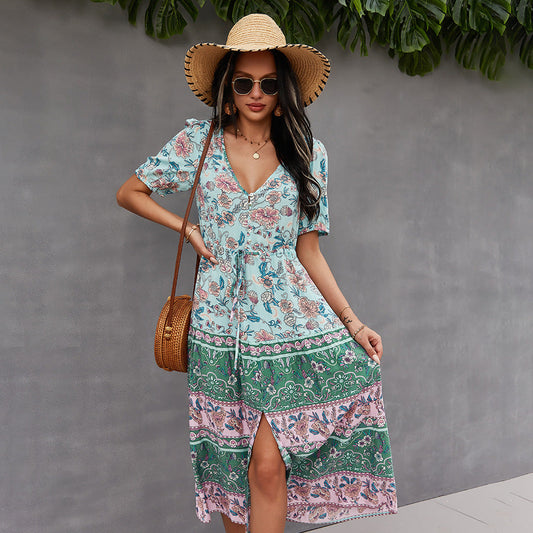 Boho Floral Printed Dress Isabella Sol Summer Style