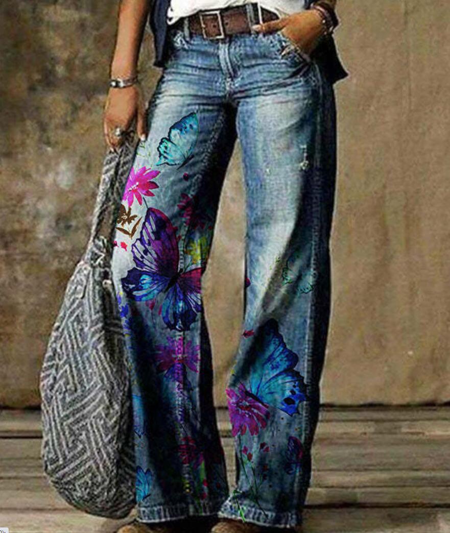 Pantalones anchos con estampado floral artístico de Isabella Sol.