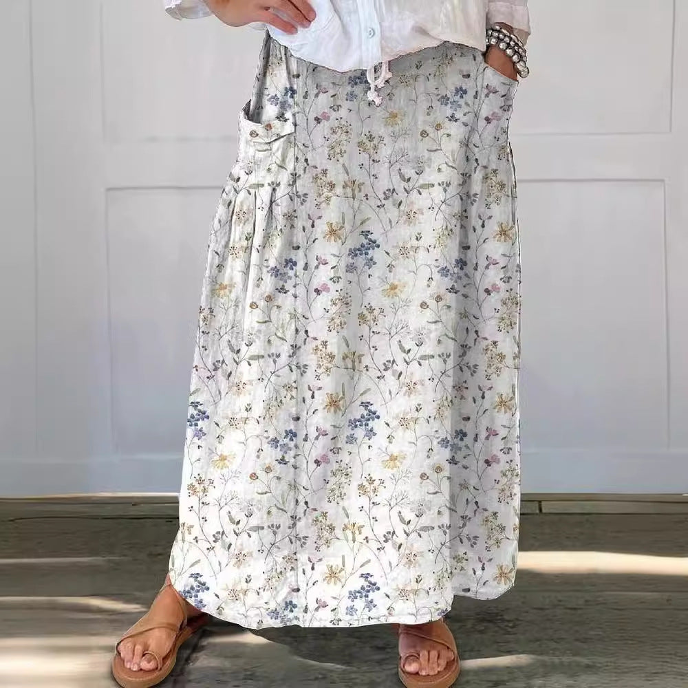 Falda retro floral con bolsillos de Isabella Sol para uso diario.