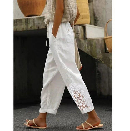 Elegantes pantalones cortos de algodón y lino de Isabella Sol