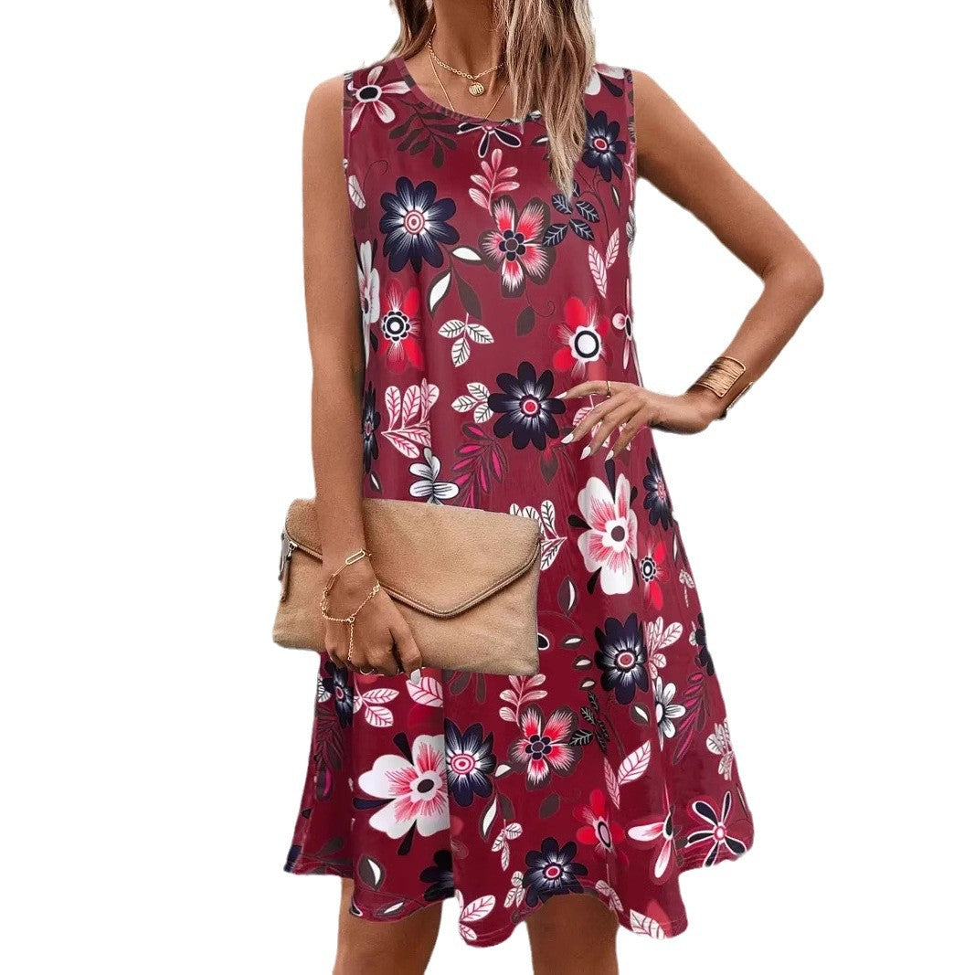 Vestido sin mangas de corte A con estampado floral de Isabella Sol.