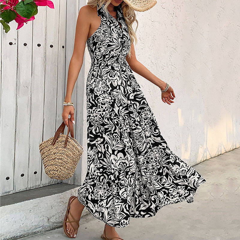 Elegante vestido halter floral de Isabella Sol