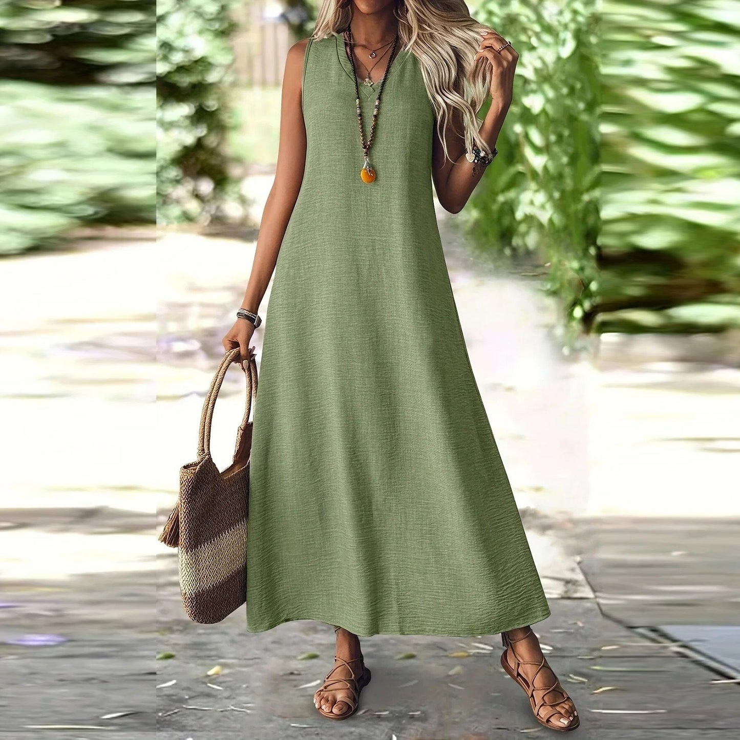 Elegante vestido sin mangas de cáñamo de Isabella Sol