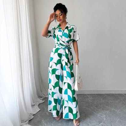 Elegante mono verde de pierna ancha Isabella Sol