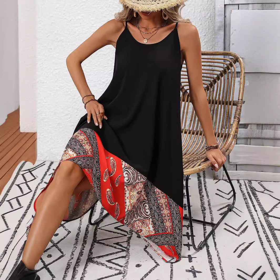 Elegante vestido bandolera estampado de Isabella Sol
