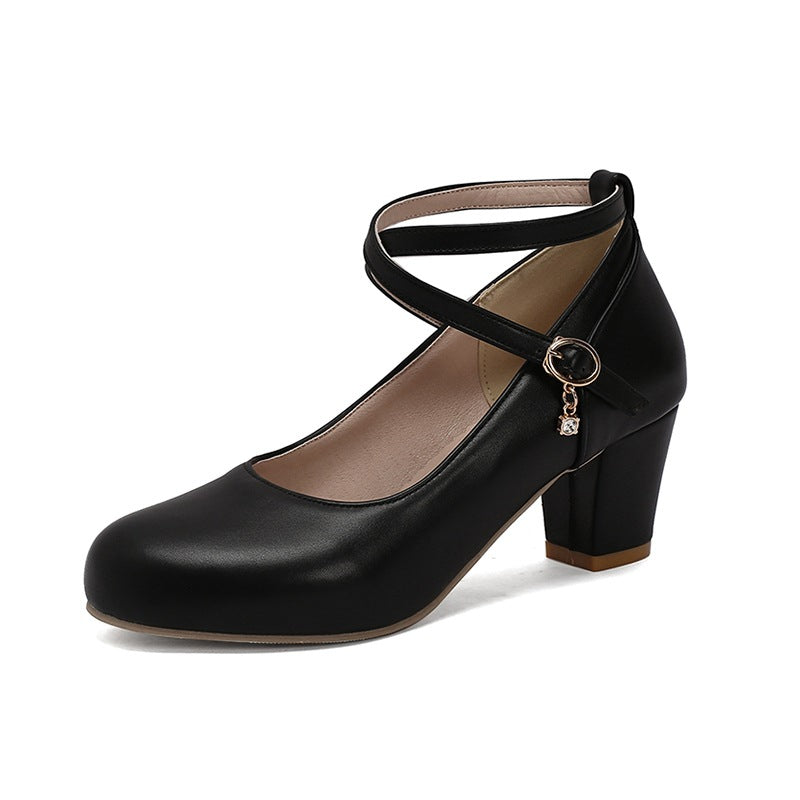 Elegantes zapatos Mary Jane de tacón grueso de Isabella Sol.