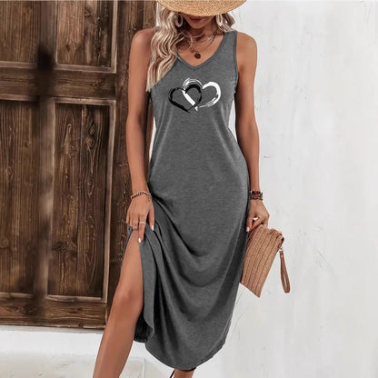 Elegante vestido de punto con escote en V y abertura lateral de Isabella Sol.