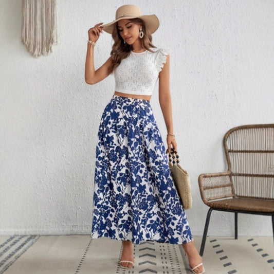 Falda plisada floral elegante de Isabella Sol