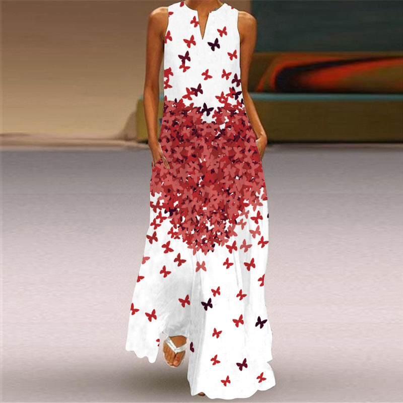 Vestido largo sin mangas con estampado floral de Isabella Sol