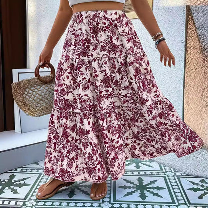 Falda larga de talla grande con estampado floral de Isabella Sol