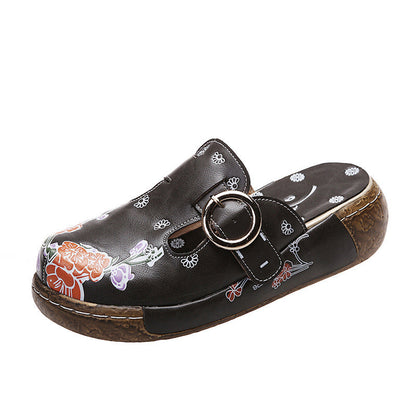 Zuecos de plataforma con estampado floral bohemio de Isabella Sol