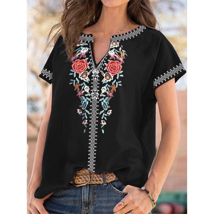 Top de manga corta con estampado étnico de Isabella Sol