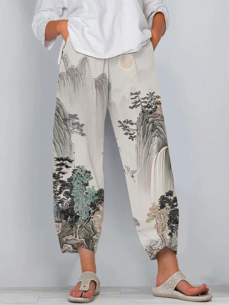 Pantalones con estampado 3D de Isabella Sol de Artful Linen