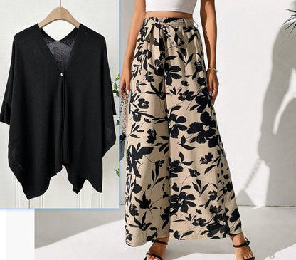 Pantalones de talle alto y pierna ancha con estampado floral de Isabella Sol.