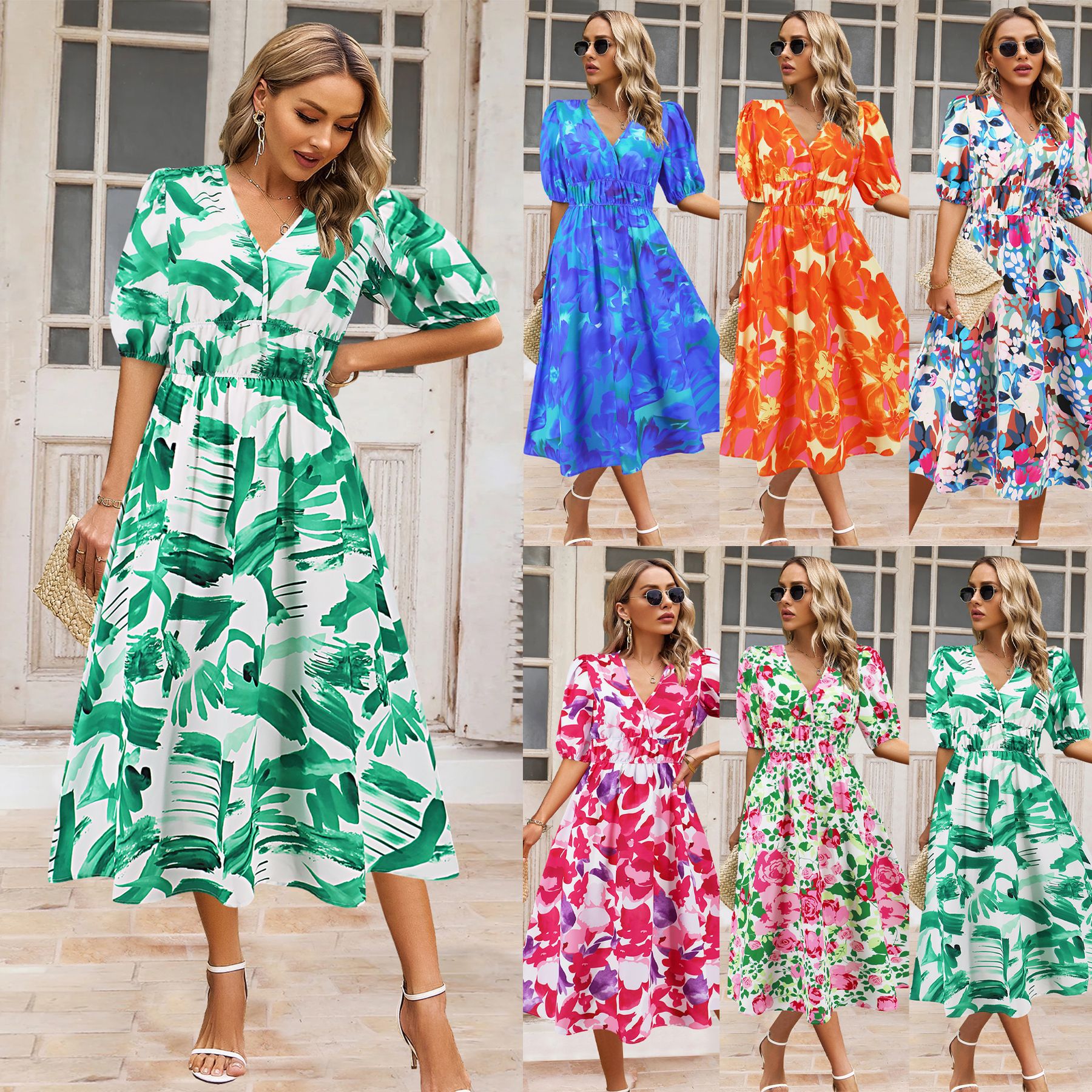 Bohemian Floral V-Neck Dress by Isabella Sol