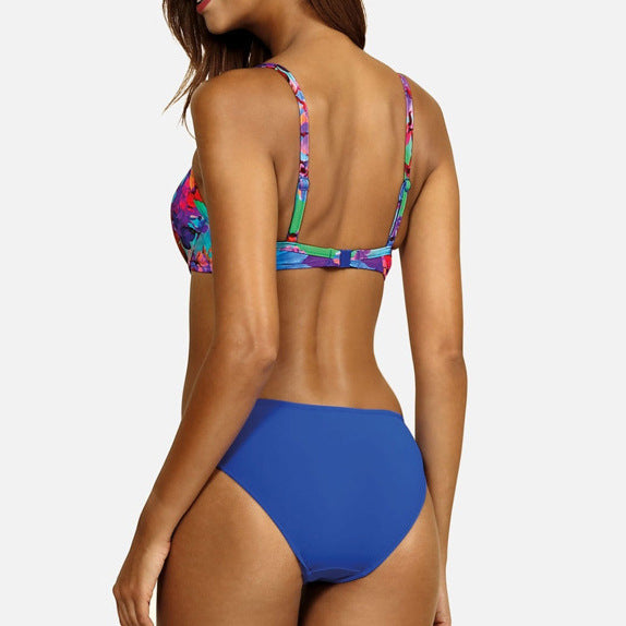 Conjunto de bikini sin espalda Isabella Sol con estampado floral fruncido