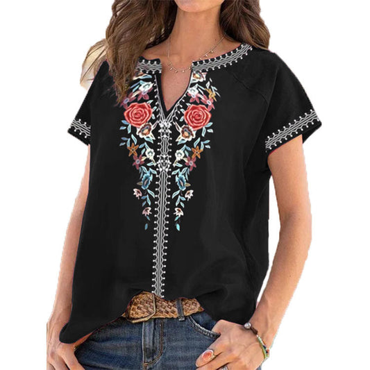Top de manga corta con estampado étnico de Isabella Sol