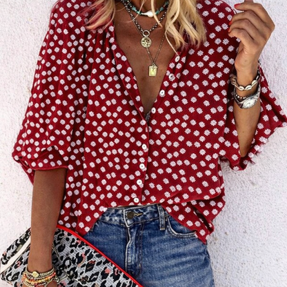 Blusa elegante estampada de manga larga de Isabella Sol