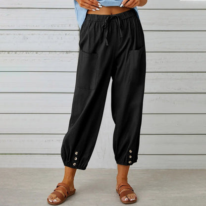 Pantalones holgados de algodón y lino de Isabella Sol