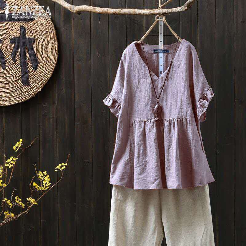 Top de algodón con volantes, talla grande, inspirado en Isabella Sol y Pinterest.