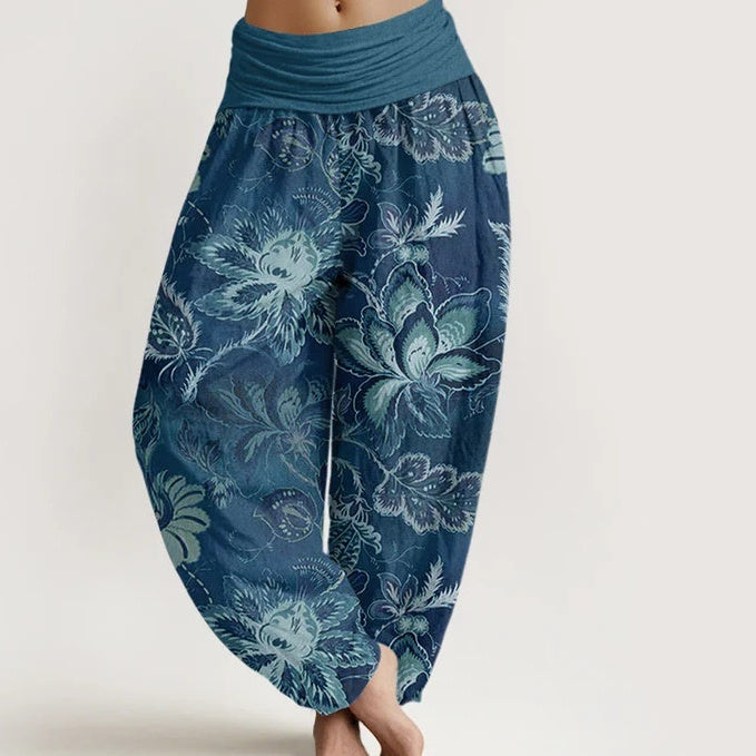 Pantalones anchos con estampado floral retro de Isabella Sol