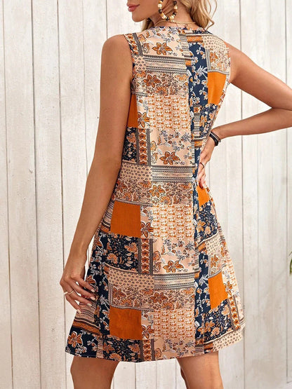 Vestido sin mangas de corte A estampado de Isabella Sol