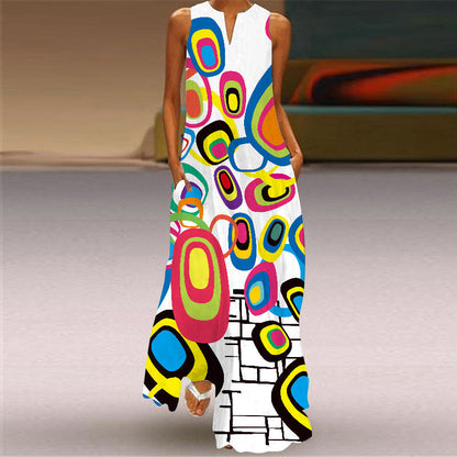Vestido largo estampado vibrante sin mangas de Isabella Sol